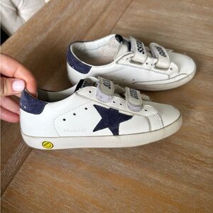 Golden Goose Kids White and Navy Star Sneakers